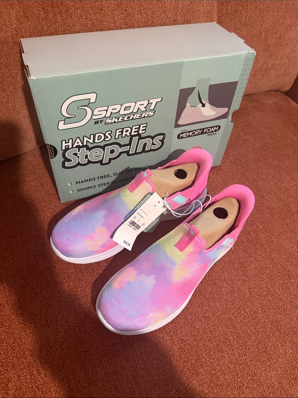 Skechers Kids Pink Multi Tie-Dye Slip-On Step-Ins
